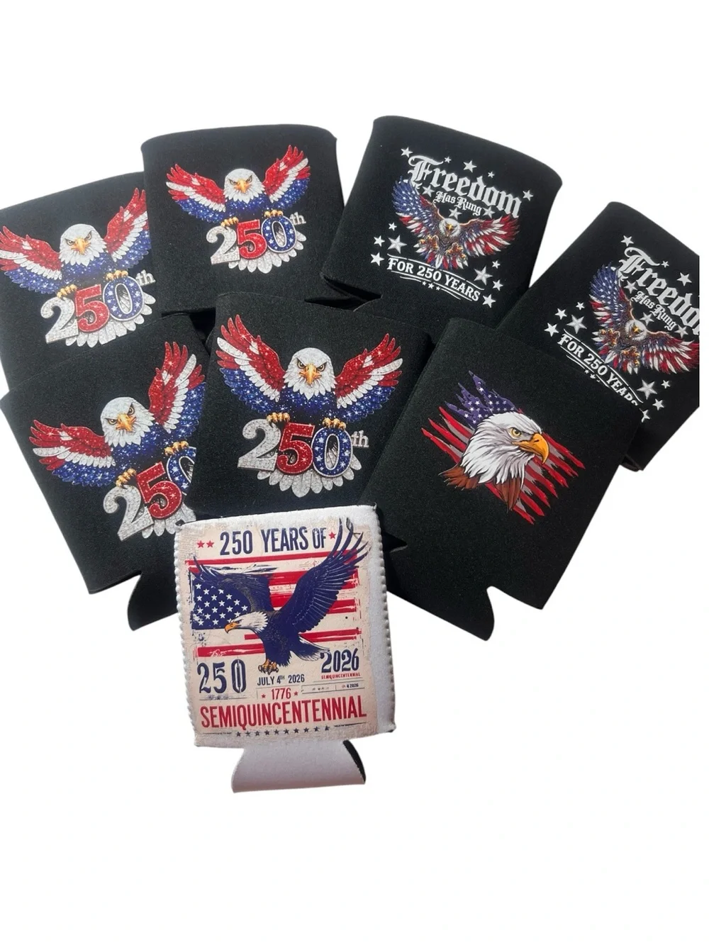 1 Fancy can Cooler Koozie. Pick one. Any design in my closet Bald eagle